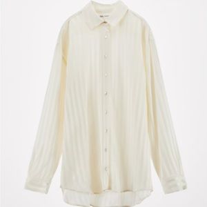 Zara satin effect button down shirt with lapel collar size medium